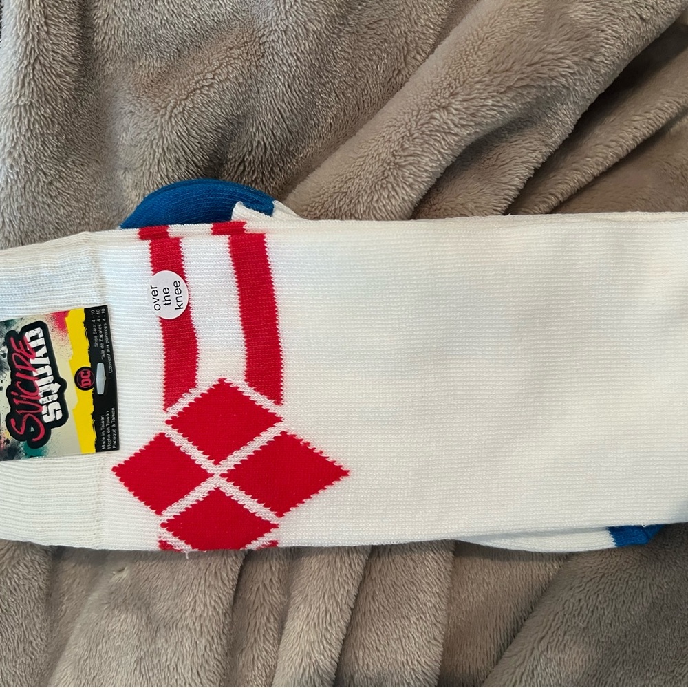 Suicide Squad White and Red Crew Socks